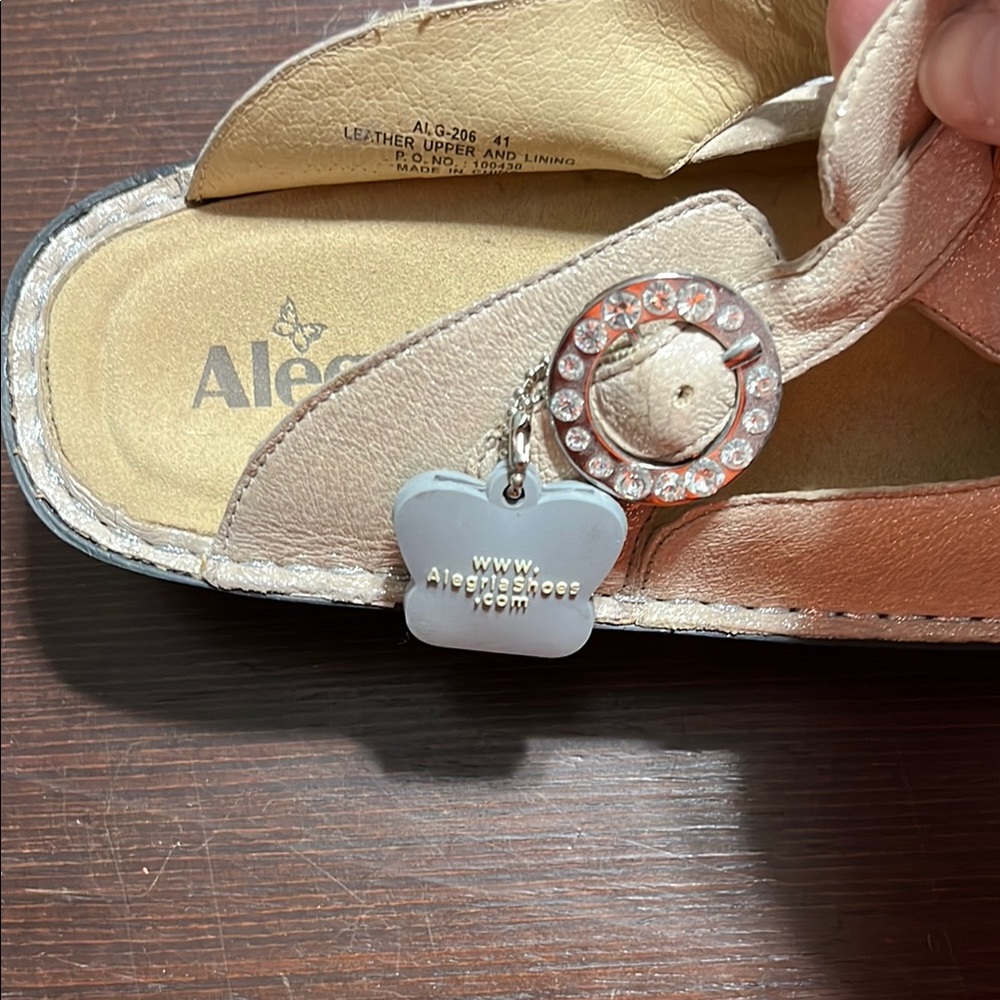 Alegria Cream Mules with Shimmering Finish New 41 - Picture 3 of 9